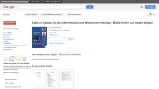 
                            3. Serious Games für die Informations-und Wissensvermittlung - ... - Google Books-Ergebnisseite