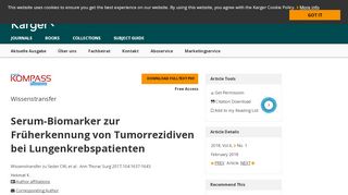 
                            6. Serum-Biomarker zur Früherkennung von Tumorrezidiven bei ...
