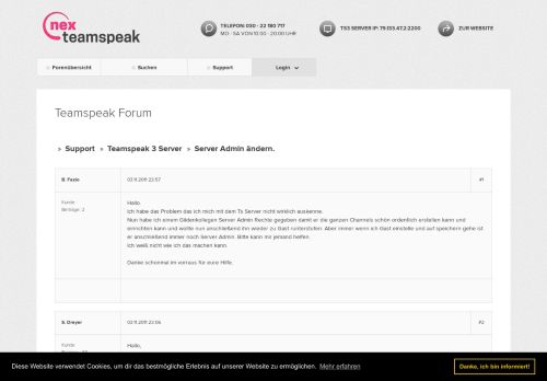 
                            11. Server Admin ändern. (Teamspeak 3 Server) > Seite 1 - Nexteamspeak