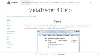 
                            11. Server - Client Terminal Settings - MetaTrader 4 Help