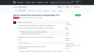 
                            7. Server closed the connection unexpectedly · Issue #46 · celery/django ...