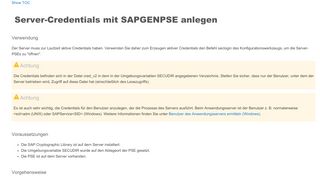 
                            2. Server-Credentials mit SAPGENPSE anlegen - SAP Help Portal