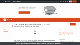 
                            12. server - How to disable welcome message after SSH login? - Ask Ubuntu