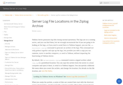 
                            1. Server Log File Locations - Tableau Help