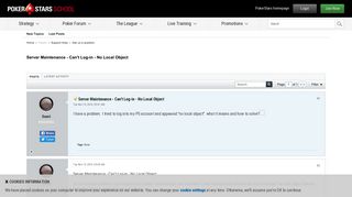
                            5. Server Maintenance - Can't Log-in - No Local Object - PokerStars ...