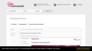
                            11. Server Passwort ändern (Teamspeak 3) > Seite 1 - Nexteamspeak
