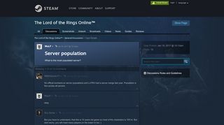 
                            9. Server population :: The Lord of the Rings Online™ General Discussions