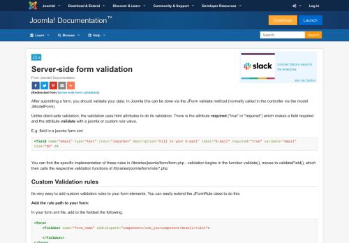 
                            3. Server-side form validation - Joomla! Documentation