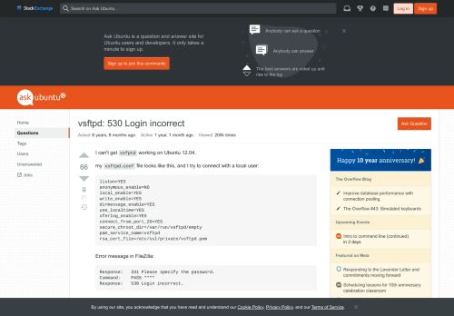 
                            2. server - vsftpd: 530 Login incorrect - Ask Ubuntu