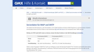 
                            5. Serverdaten für IMAP und SMTP - GMX Hilfe