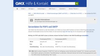 
                            7. Serverdaten für POP3 und SMTP - GMX Hilfe