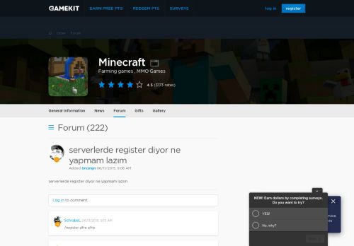 
                            6. serverlerde register diyor ne yapmam lazım - Minecraft - Gamekit