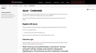 
                            12. Serverless Framework - Azure Functions Guide - Credentials
