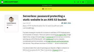 
                            7. Serverless: password protecting a static website in an AWS S3 bucket