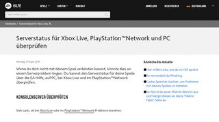 
                            7. Serverstatus für Xbox Live, PlayStation™Network und PC überprüfen