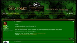 
                            8. Serverumzug - neue Login URL - Crystals-DSA-Foren