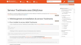 
                            12. serveur Trackmania - Documentation Ubuntu - Ubuntu-fr