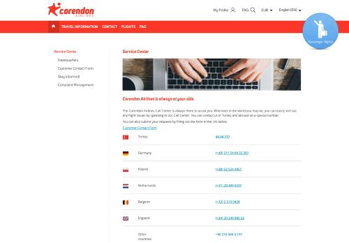 
                            10. Service Center - Corendon Airlines | Antalya, Germany, Netherlands ...