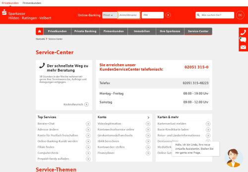
                            9. Service-Center | Sparkasse Hilden-Ratingen-Velbert - Sparkasse HRV