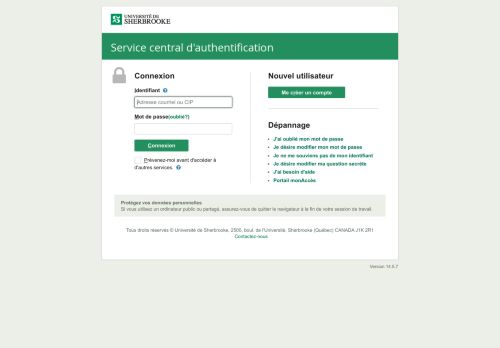 
                            5. Service central d'authentification – Université de Sherbrooke