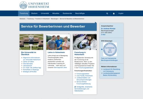 
                            5. Service für Bewerber und Bewerberinnen: Universität Hohenheim