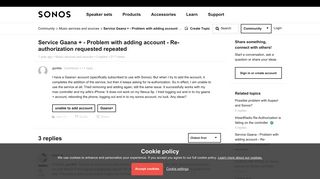 
                            6. Service Gaana + - Problem with adding account - Re-authorization ...