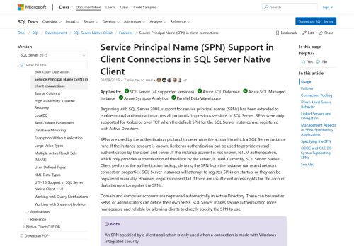 
                            13. Service Principal Name (SPN) Support in Client ...