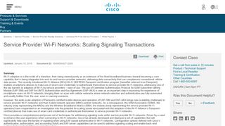 
                            1. Service Provider Wi-Fi Networks: Scaling Signaling Transactions - Cisco