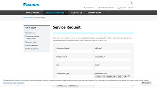 
                            2. Service Request | Daikin