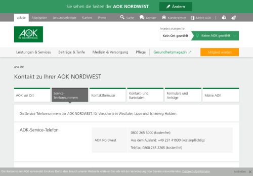 
                            1. Service-Telefonnummern der AOK NORDWEST | AOK - Die ...