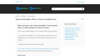 
                            13. Service Unavailable, Offline, or Action Cancelled errors – SUPPORT