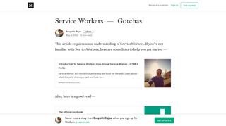 
                            10. Service Workers — Gotchas – Boopathi Rajaa – Medium
