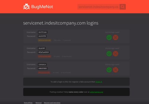 
                            2. servicenet.indesitcompany.com passwords - BugMeNot