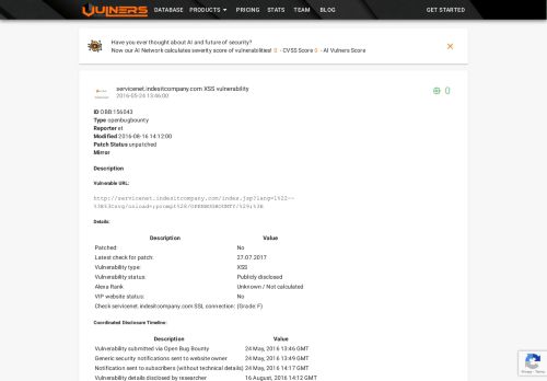 
                            9. servicenet.indesitcompany.com XSS vulnerability - Vulners