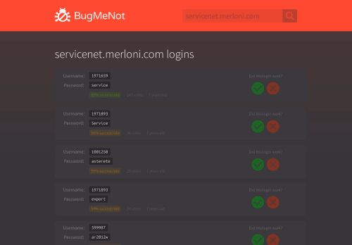 
                            3. servicenet.merloni.com logins - BugMeNot
