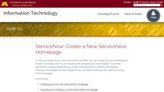 
                            13. ServiceNow: Create a New ServiceNow Homepage | IT@UMN