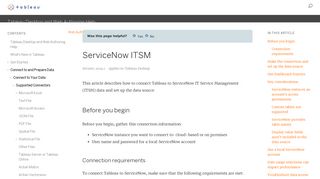 
                            10. ServiceNow ITSM - Tableau