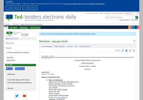 
                            5. Services - 241451-2016 - TED Tenders Electronic Daily