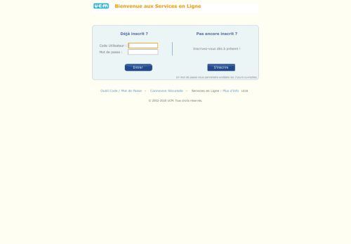 
                            1. Services en Ligne UCM - Identification