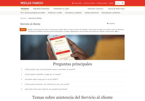 
                            5. Servicio al cliente – Wells Fargo