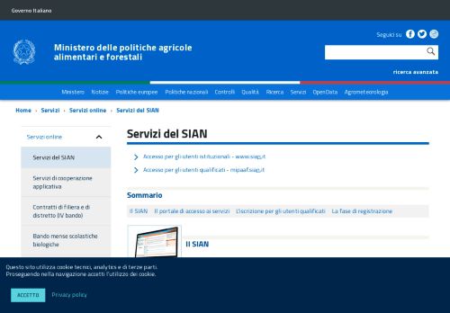 
                            5. Servizi del SIAN - Mipaaf