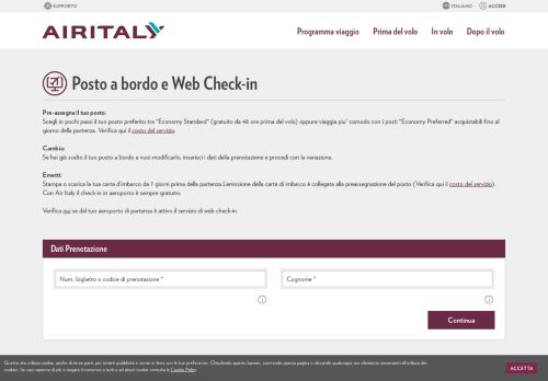 
                            5. Servizi di prenotazione posto a bordo e di Web - Air Italy