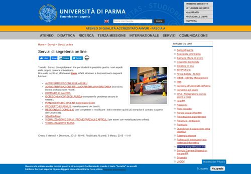 
                            3. Servizi di segreteria on line | Università degli Studi di Parma