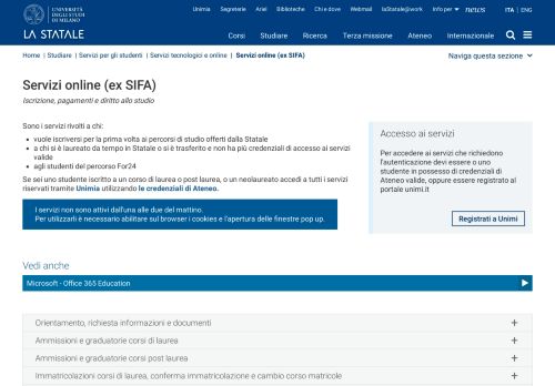 
                            4. Servizi online SIFA - Università degli Studi di Milano - UniMI