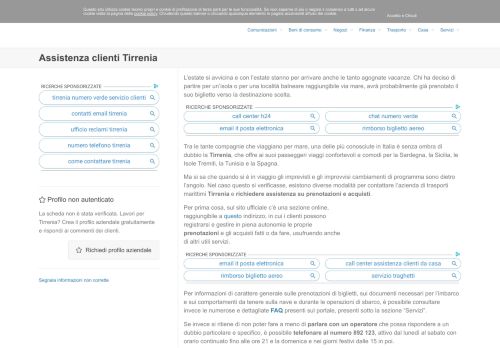 
                            7. Servizio assistenza clienti Tirrenia