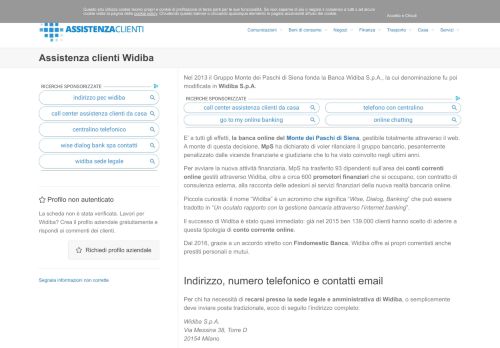 
                            10. Servizio assistenza clienti Widiba - Assistenza-clienti.it