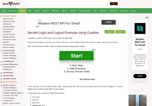 
                            12. Servlet Login and Logout Example using Cookies - javatpoint