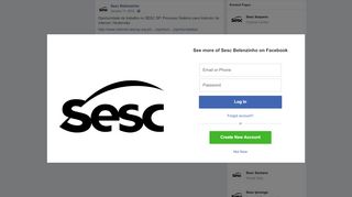 
                            13. Sesc Belenzinho - Oportunidade de trabalho no SESC SP:... | Facebook