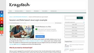 
                            3. Session and Role based Java Login example - Krazytech