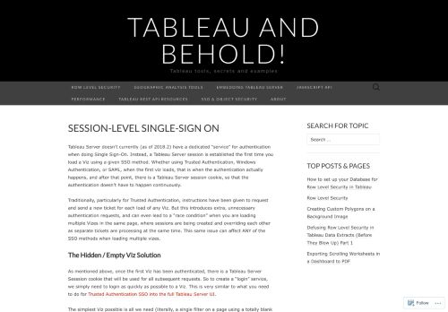 
                            11. Session-level Single-Sign On | Tableau and Behold!
